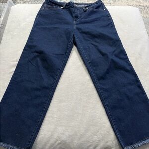 1822 Women’s Denim Cropped Jeans Size 14 Fringed Hem E58